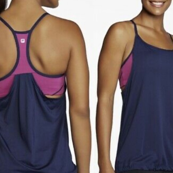 Fabletics Norwalk Navy & Purple Racerback Active Tank with Sports Bra Size Small - Picture 1 of 5